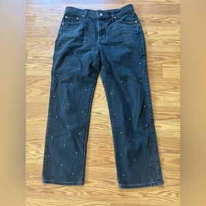 Lucky Brand 90s Loose Fit High Rise Straight Black Studded Jeans Size 8 or 29